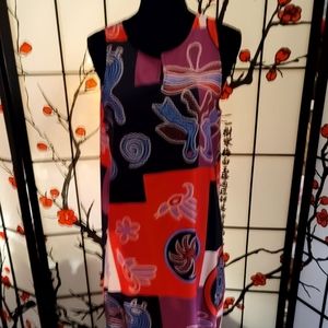 "DELANA DRESSES" LADIES DYSHEKI STYLE LONG MAXI DRESS IN SYBOLIC ABSTRACT COLORS